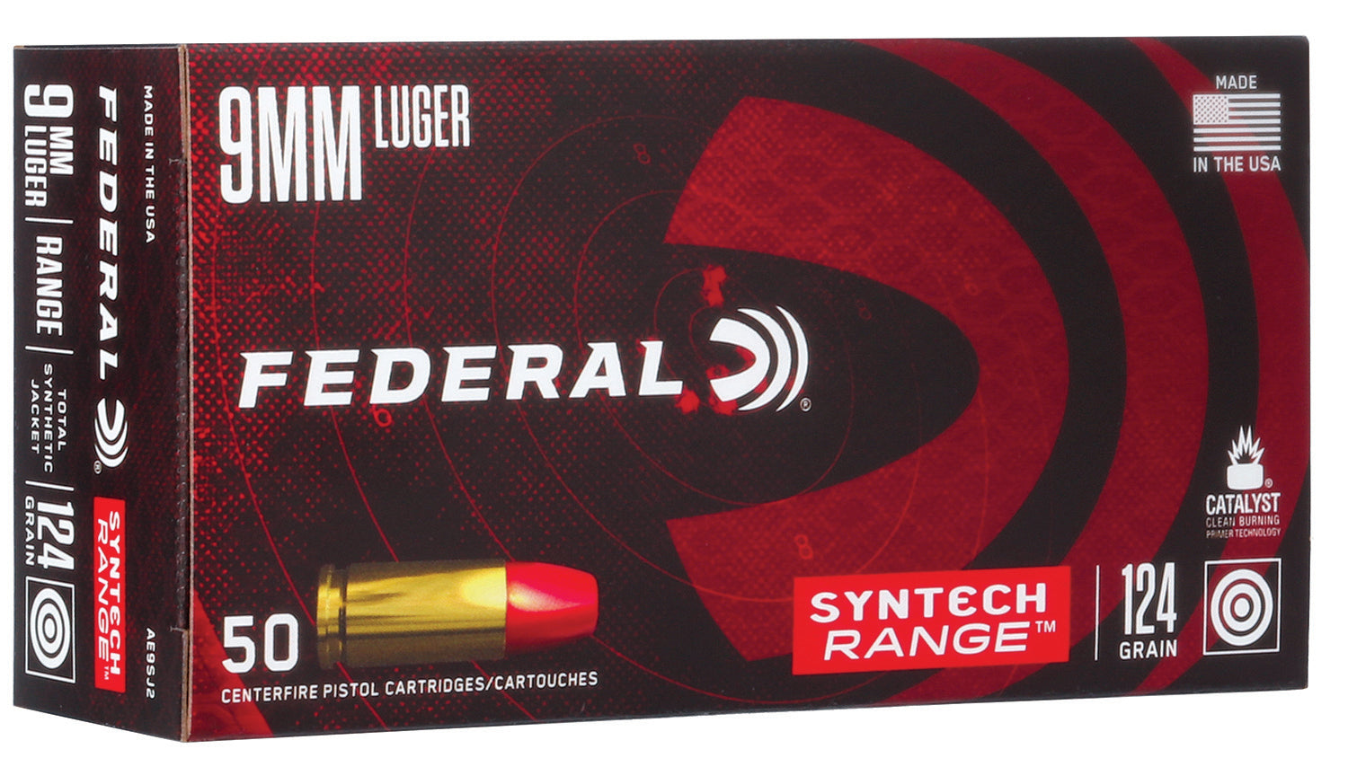 Federal Syntech Range 9mm 124gr TSJ Handgun Ammo - AE9SJ2