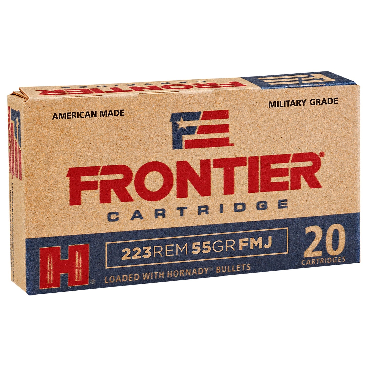 Frontier Cartridge FR100 Military Grade Varmint 223Rem 55gr Full Metal Jacket 20 Per Box/25 Case