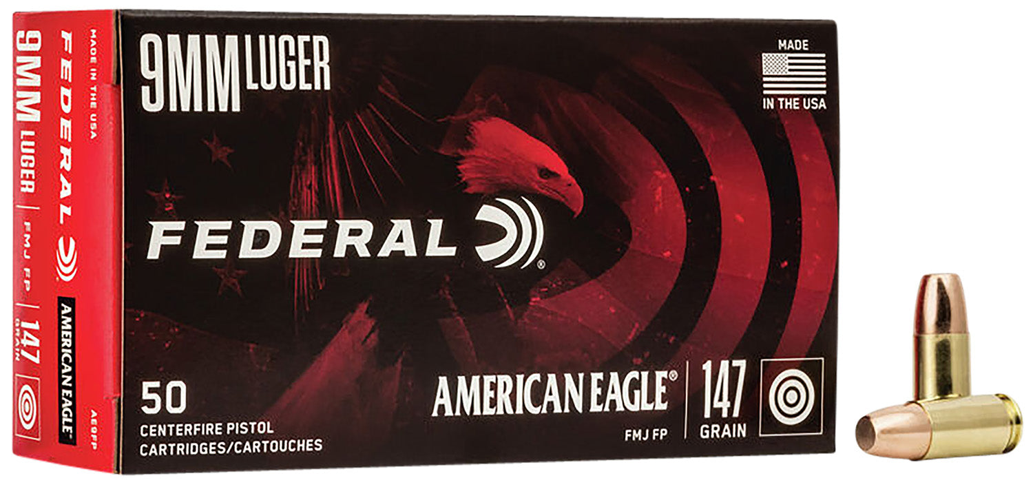 Federal American Eagle 9mm 147gr FMJ Ammo — AE9FP