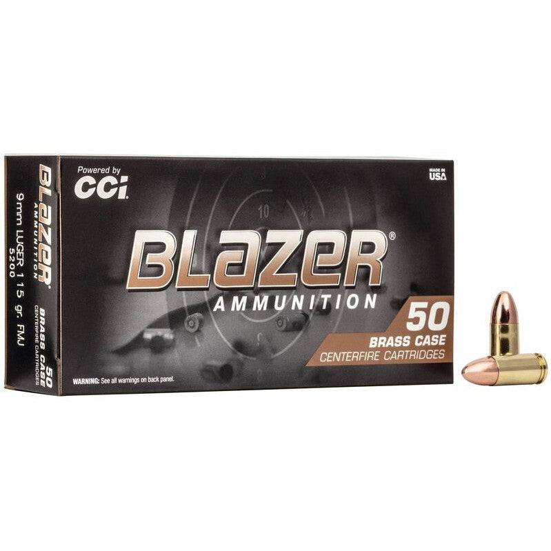 CCI Blazer Brass 9mm 115gr FMJ Ammo - 5200