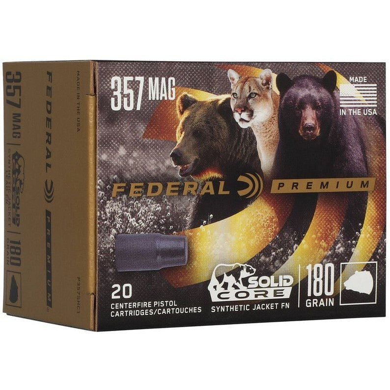 Federal Premium 357 Mag 180gr Solid Core Synthetic Flat Nose - P357SHC1