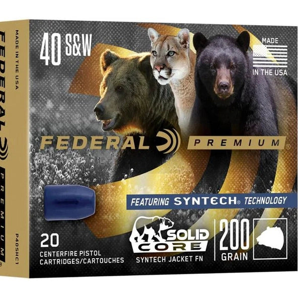 Federal Premium 40 S&W 200gr Solid Core Synthetic Flat Nose - P40SHC1
