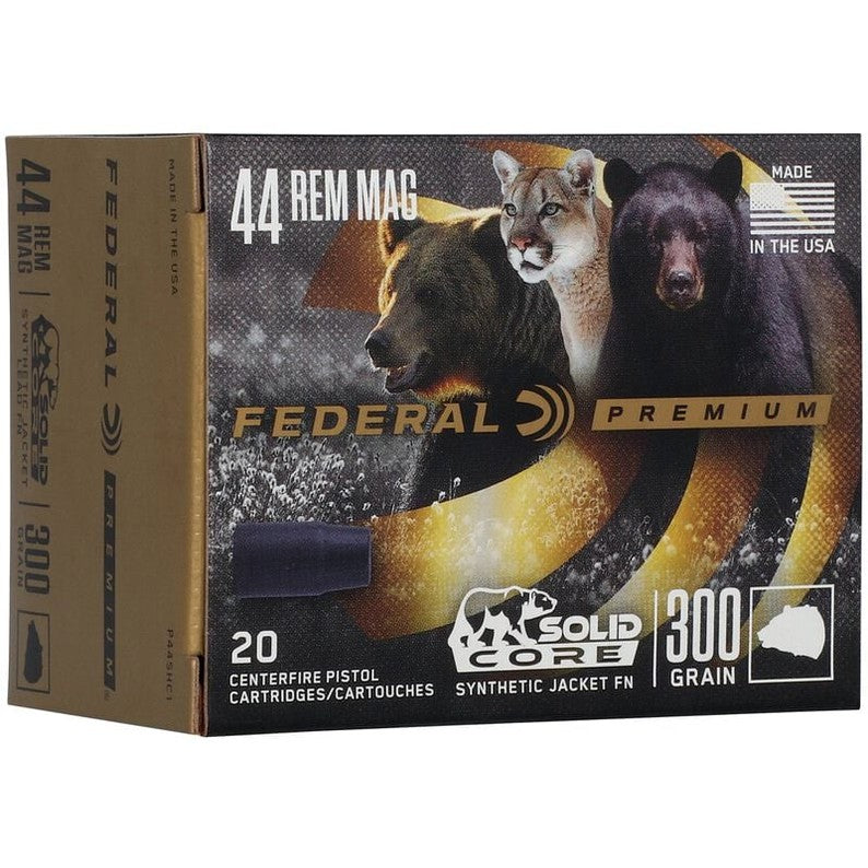 Federal Premium 44 Rem Mag 300gr Solid Core Synthetic Flat Nose - P44SHC1