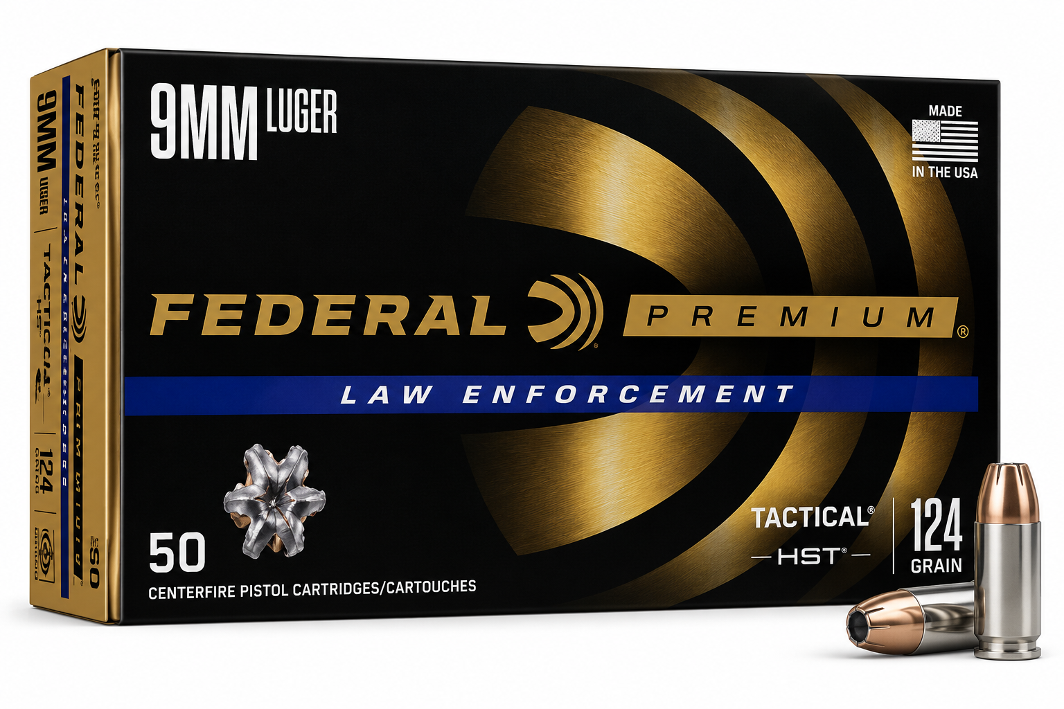 Federal LE 9mm 124gr HST JHP Defense Ammo - P9HST1 (50rd Box) (Limit 10)
