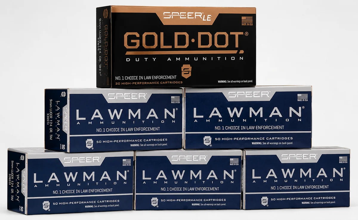 Speer 147gr Train + Defend Bundle - 5x Lawman 53620 + 1x Gold Dot 53619 (300rd)